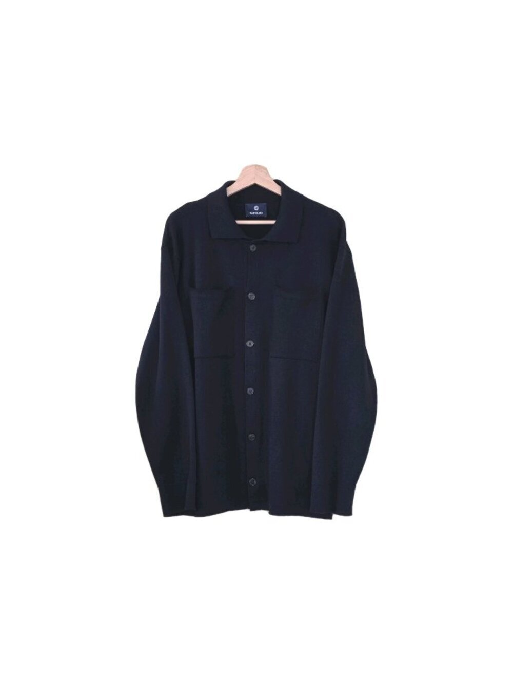 Impulso Knit Overshirt Men IT 58 XXL Navy Unlined Italy Wool Blend Nautical Edgy